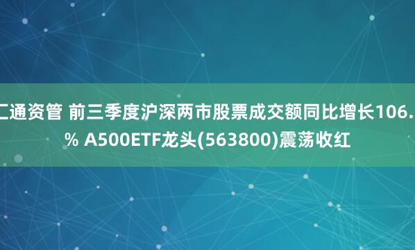 汇通资管 前三季度沪深两市股票成交额同比增长106.8% A500ETF龙头(563800)震荡收红